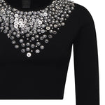 Maglia cropped con paillettes e cristalli<BR/><BR/> 105734 A2UTZI1 PINKO 