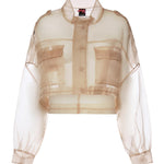Caban cropped in organza di pura seta 106603 A2DJQ35 PINKO 