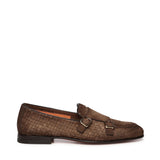 Mocassino con doppia fibbia in suede intrecciato MCNC19061LA3S AYCM21 SANTONI 