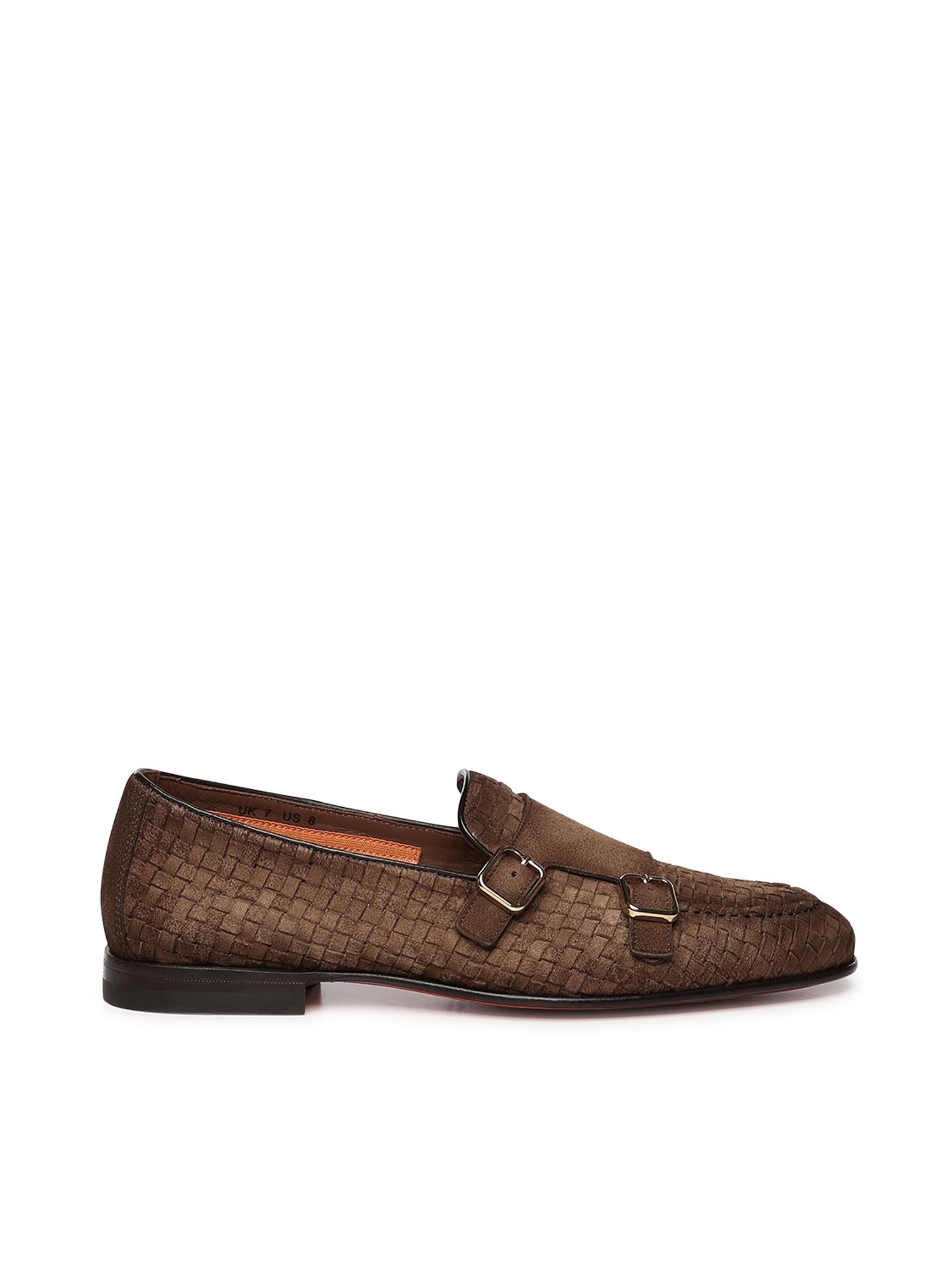 Mocassino con doppia fibbia in suede intrecciato MCNC19061LA3S AYCM21 SANTONI 