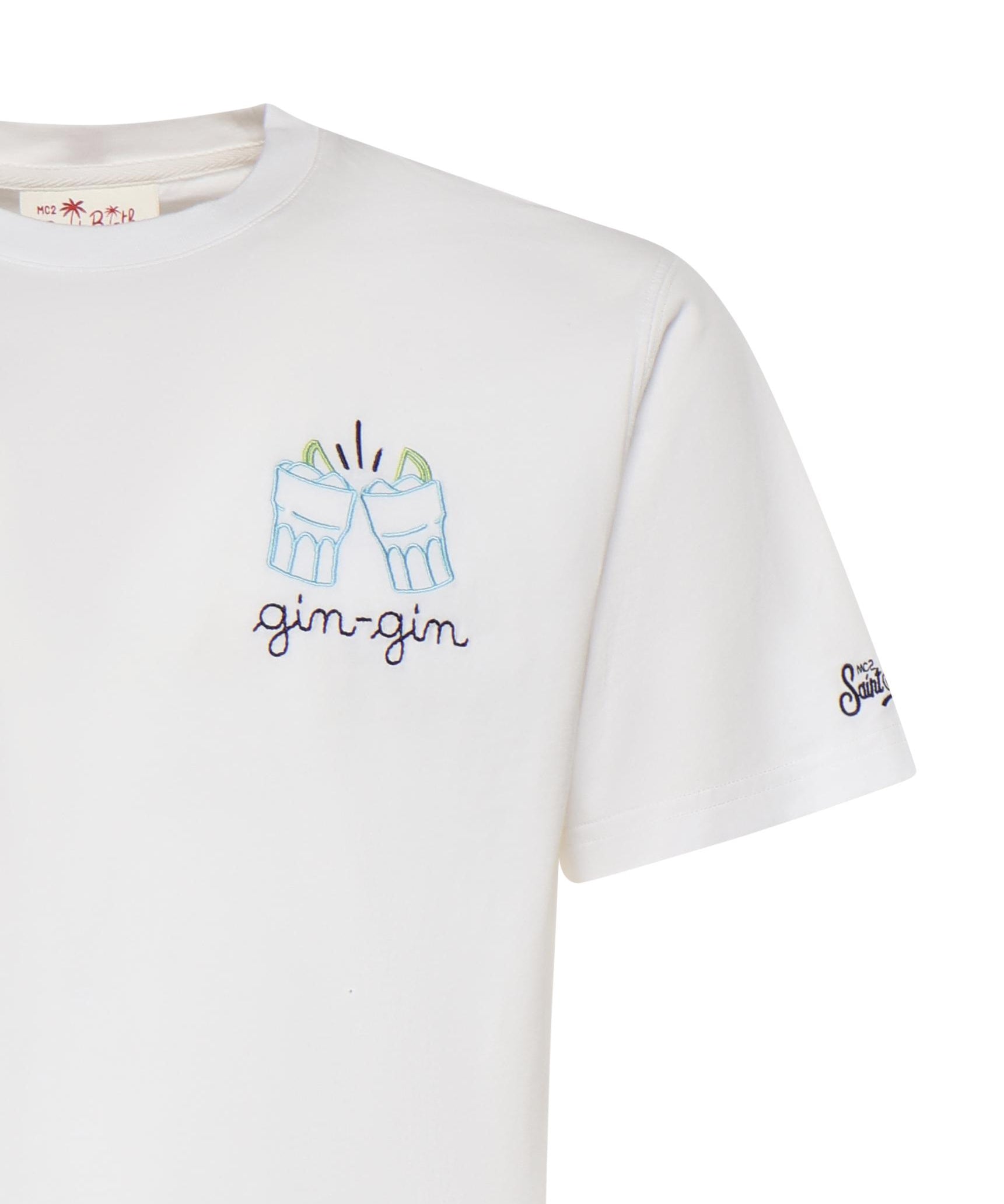 T-shirt in cotone con ricamo POT0001 04379L MC2 SAINT BARTH 