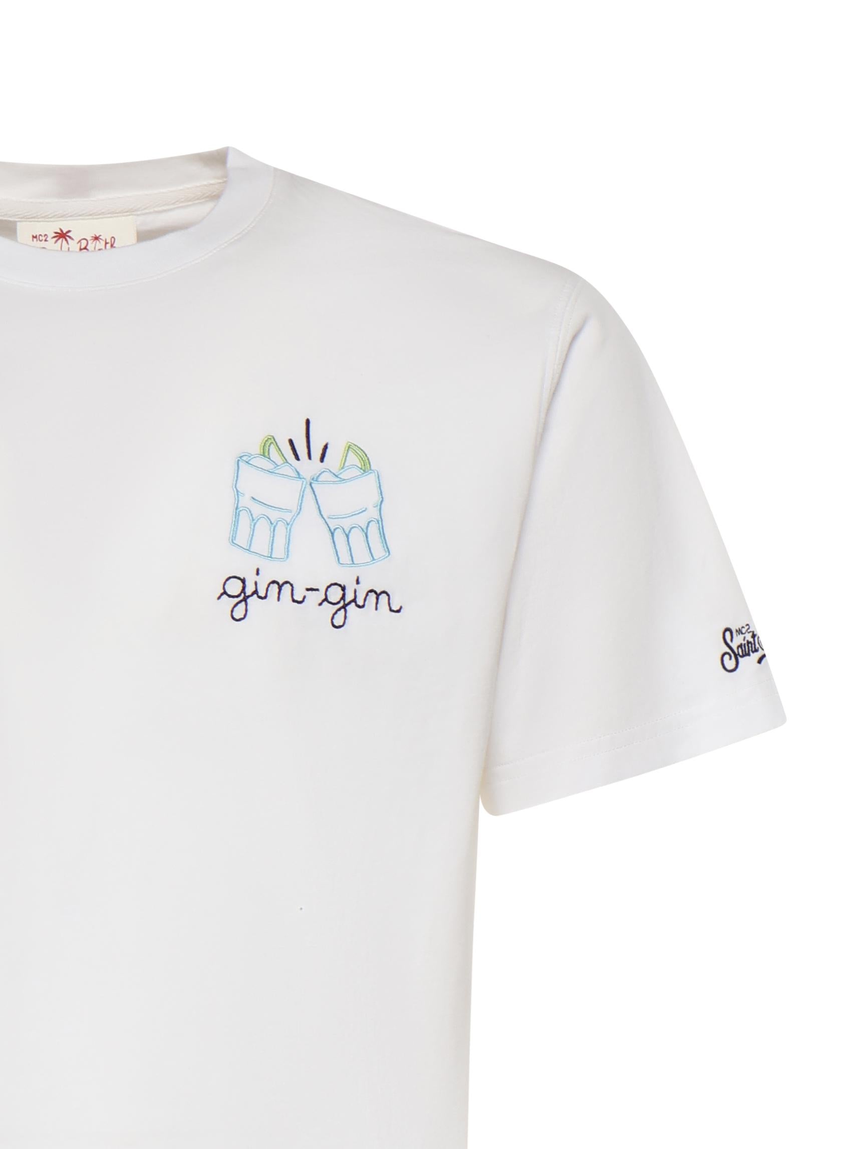 T-shirt in cotone con ricamo POT0001 04379L MC2 SAINT BARTH 