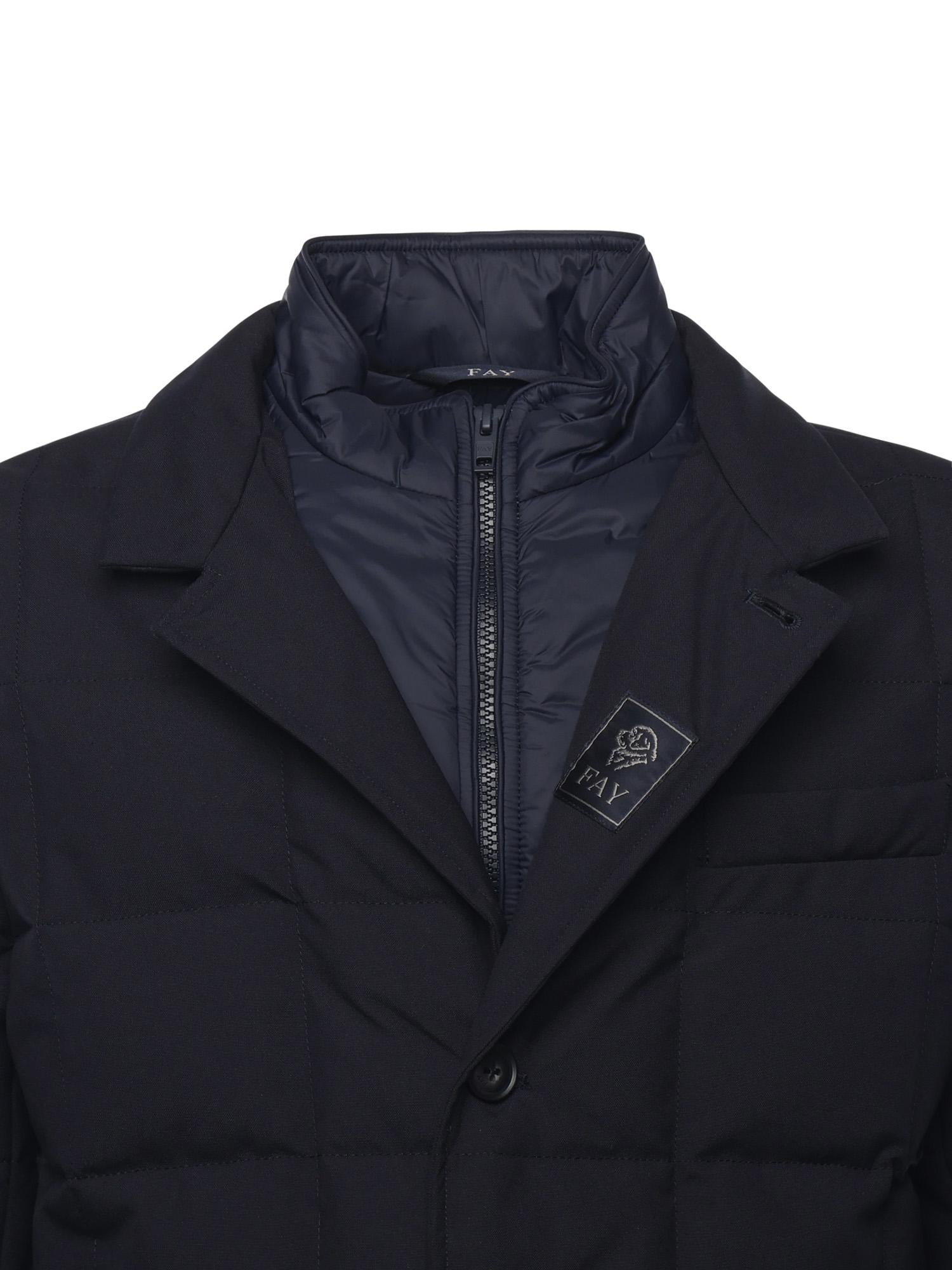 Piumino corto double front in canvas mélange NAM45510210XOB U807 FAY 