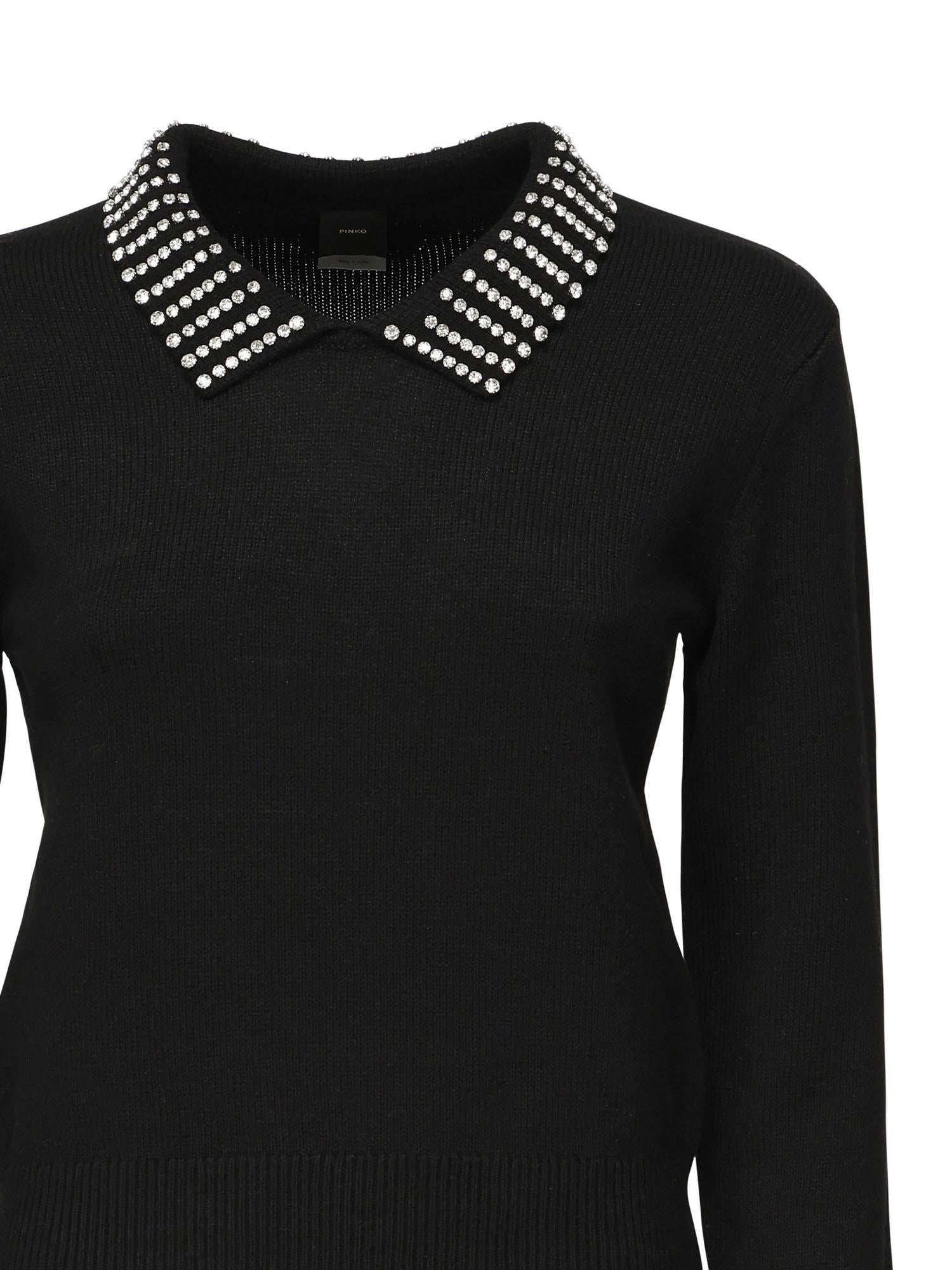 Maglia con colletto e strass<BR/> 105530 A2S4Z99 PINKO 