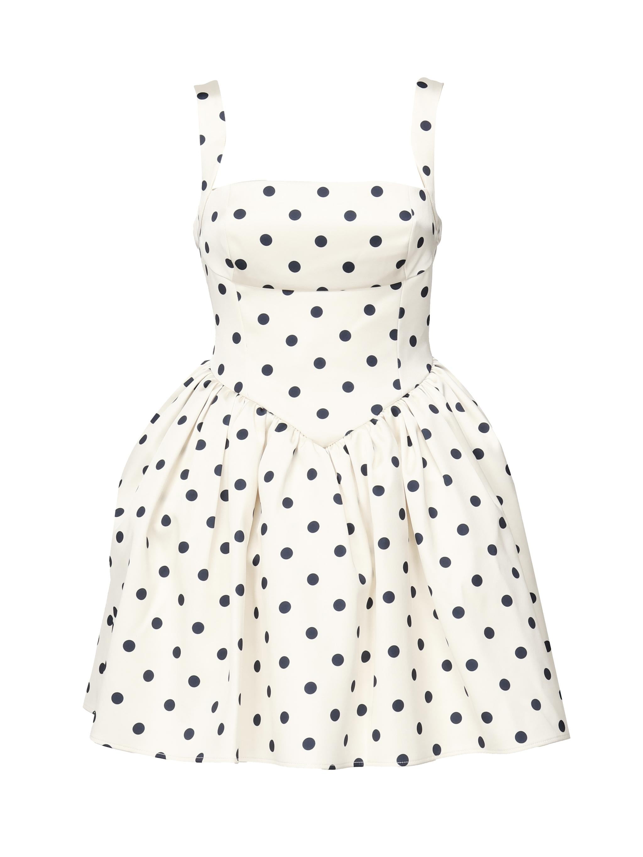 Mini abito in raso a pois SS25092S CREAM SELF-PORTRAIT 