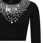 Maglia cropped con paillettes e cristalli<BR/><BR/> 105734 A2UTZI1 PINKO 