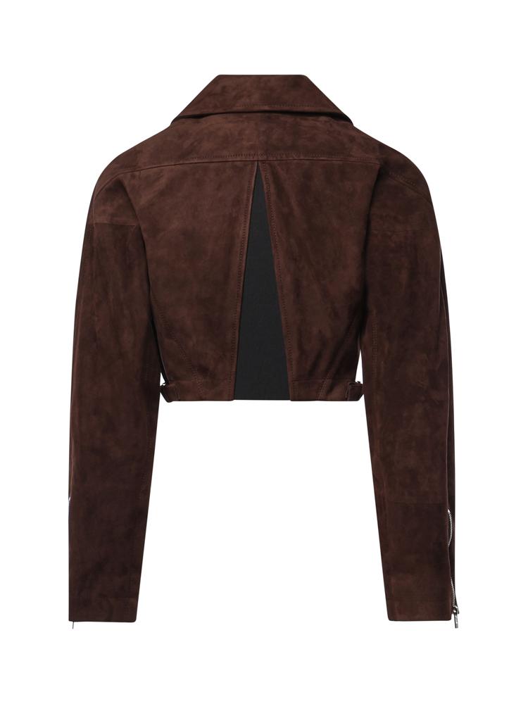 Giacca biker cropped in suede AA9V0313L053D 719 ALAIA 