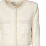Giacca in bouclé crema con bordo di perle RS25164J C SELF-PORTRAIT 
