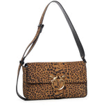 Borsa a spalla media Love Bag One Slouchy in suede leopardato 106243 A32AM35Q PINKO 
