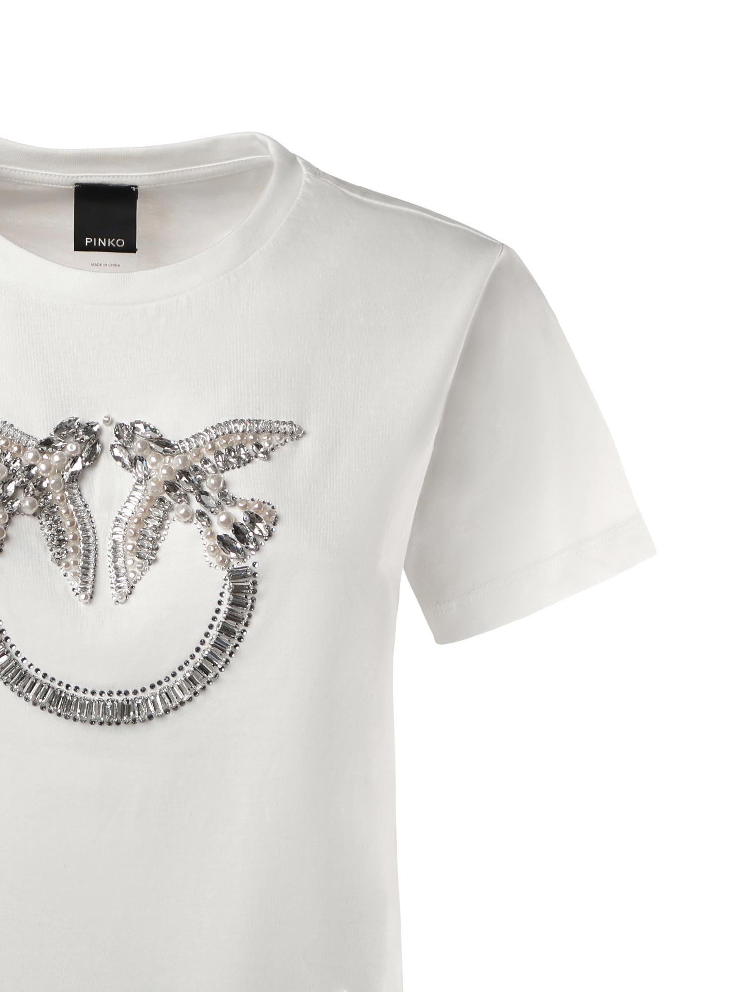 T-shirt logo Love Birds decorato 100535 A2RNZ05 PINKO 