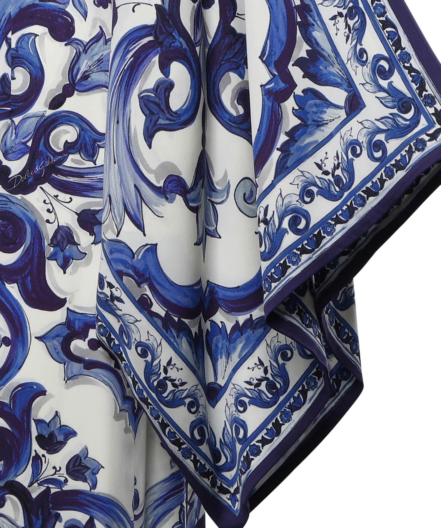 Abito lungo in charmeuse stampa maiolica F69D5T HPABOHA3TN DOLCE & GABBANA 