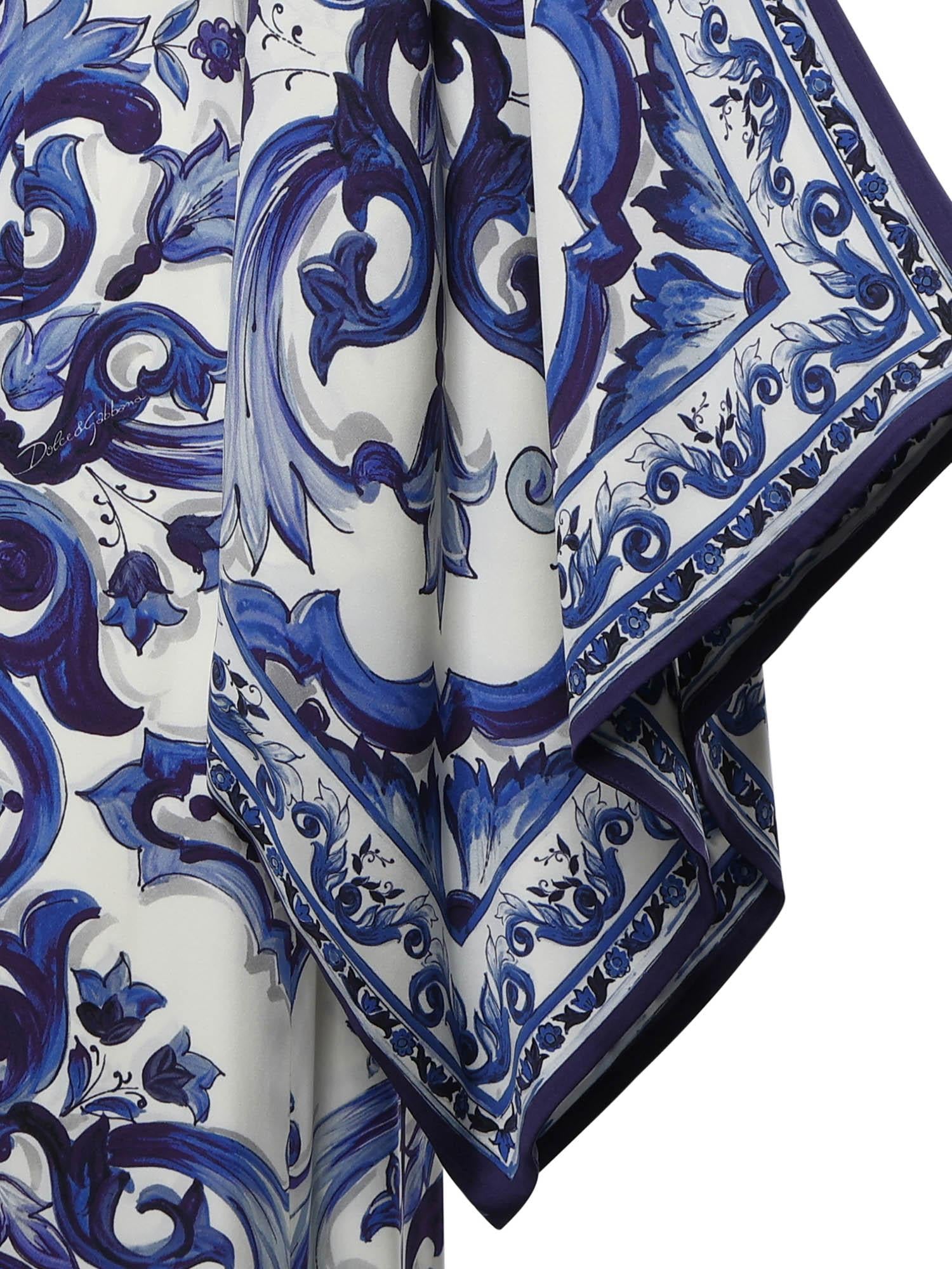 Abito lungo in charmeuse stampa maiolica F69D5T HPABOHA3TN DOLCE & GABBANA 
