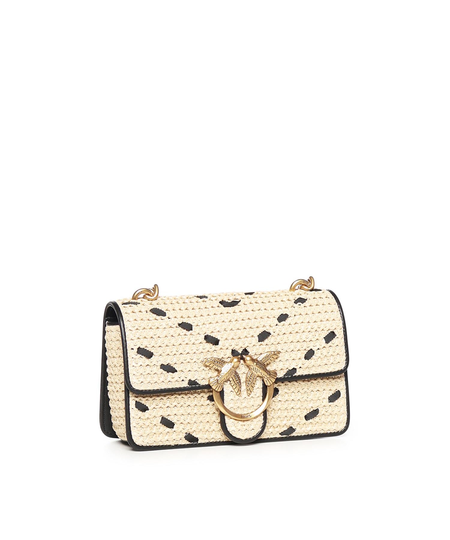 Borsa Mini Love Bag One Light in rafia e pelle 104550 A1RLHZ3Q PINKO 