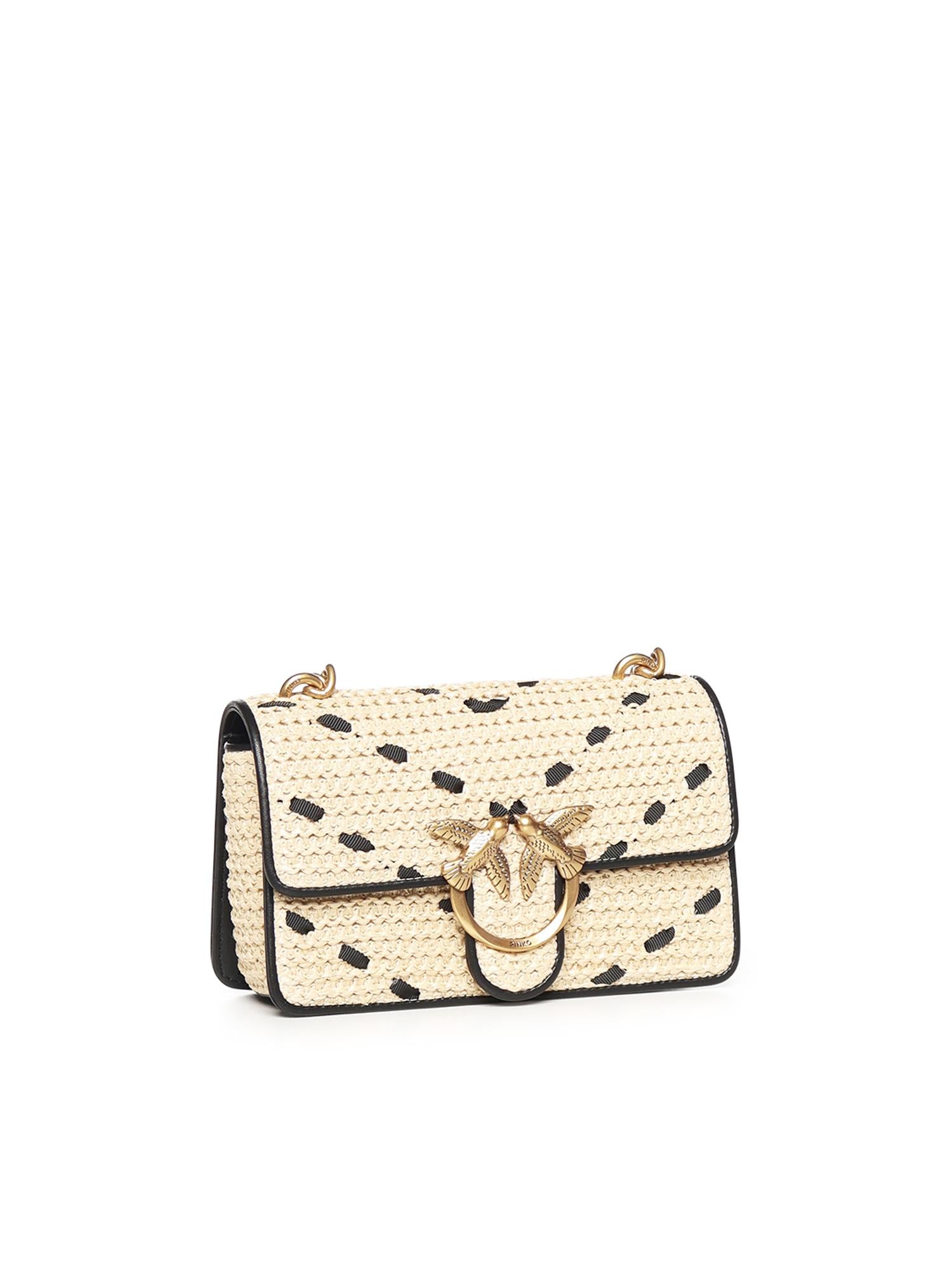 Borsa Mini Love Bag One Light in rafia e pelle 104550 A1RLHZ3Q PINKO 