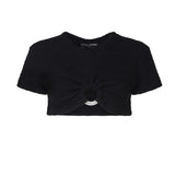 Maglia cropped con dettaglio cut- out AUS4MUST -BLACK ALBERTO AUDENINO 