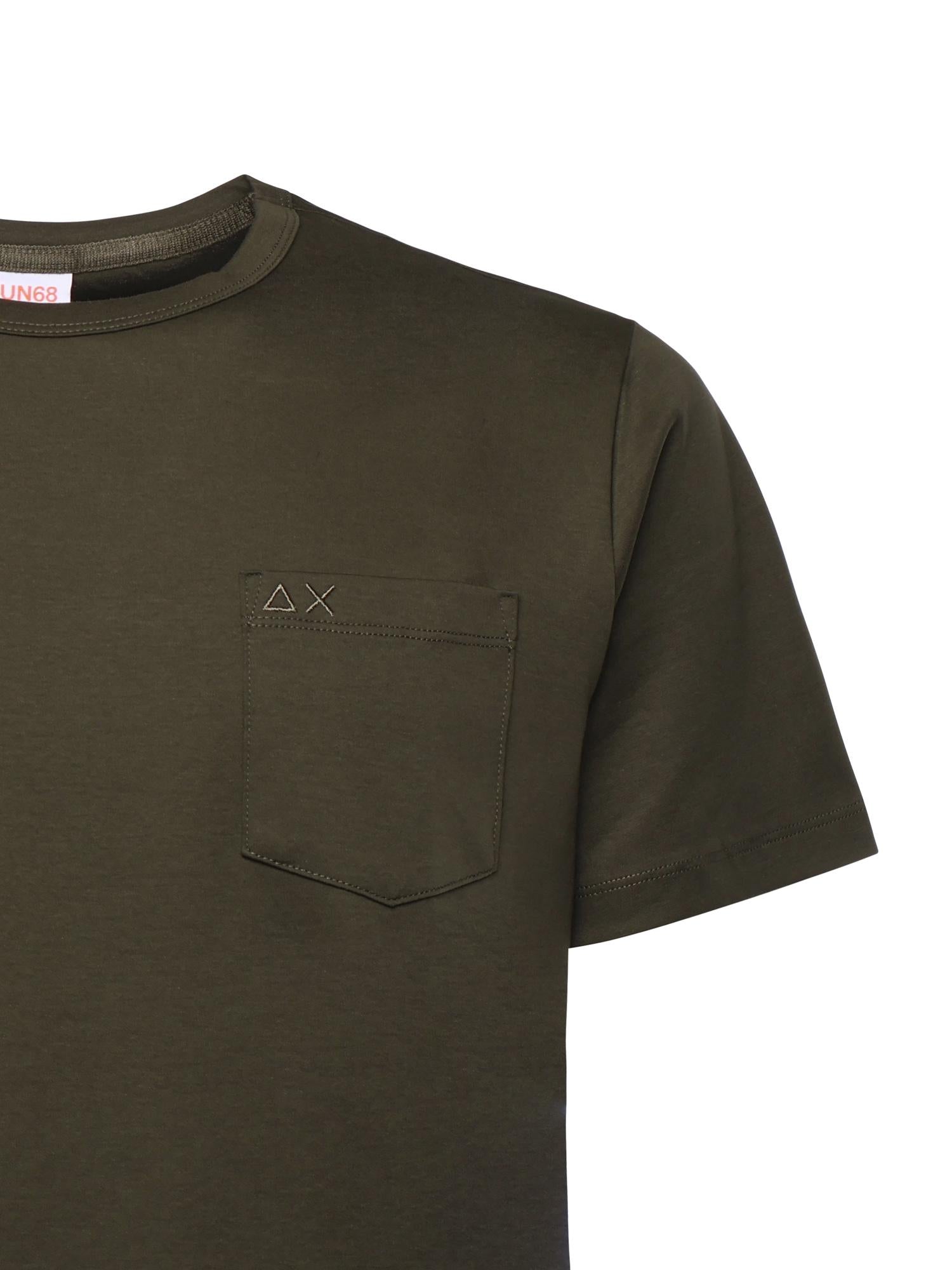 T-shirt in jersey di cotone con taschino T45101 74 SUN 68 