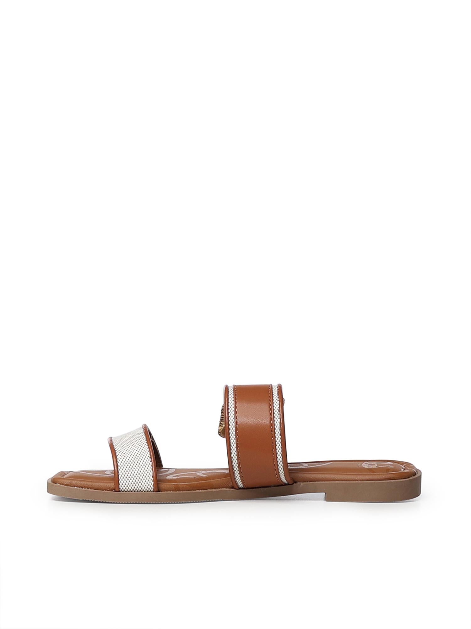 Sandali flat Cassie con logo 73SC9XW01 CASSIE FLATNATURALE/CUOIO V° 73 