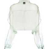 Caban cropped in organza di pura seta 106603 A2DJT14 PINKO 