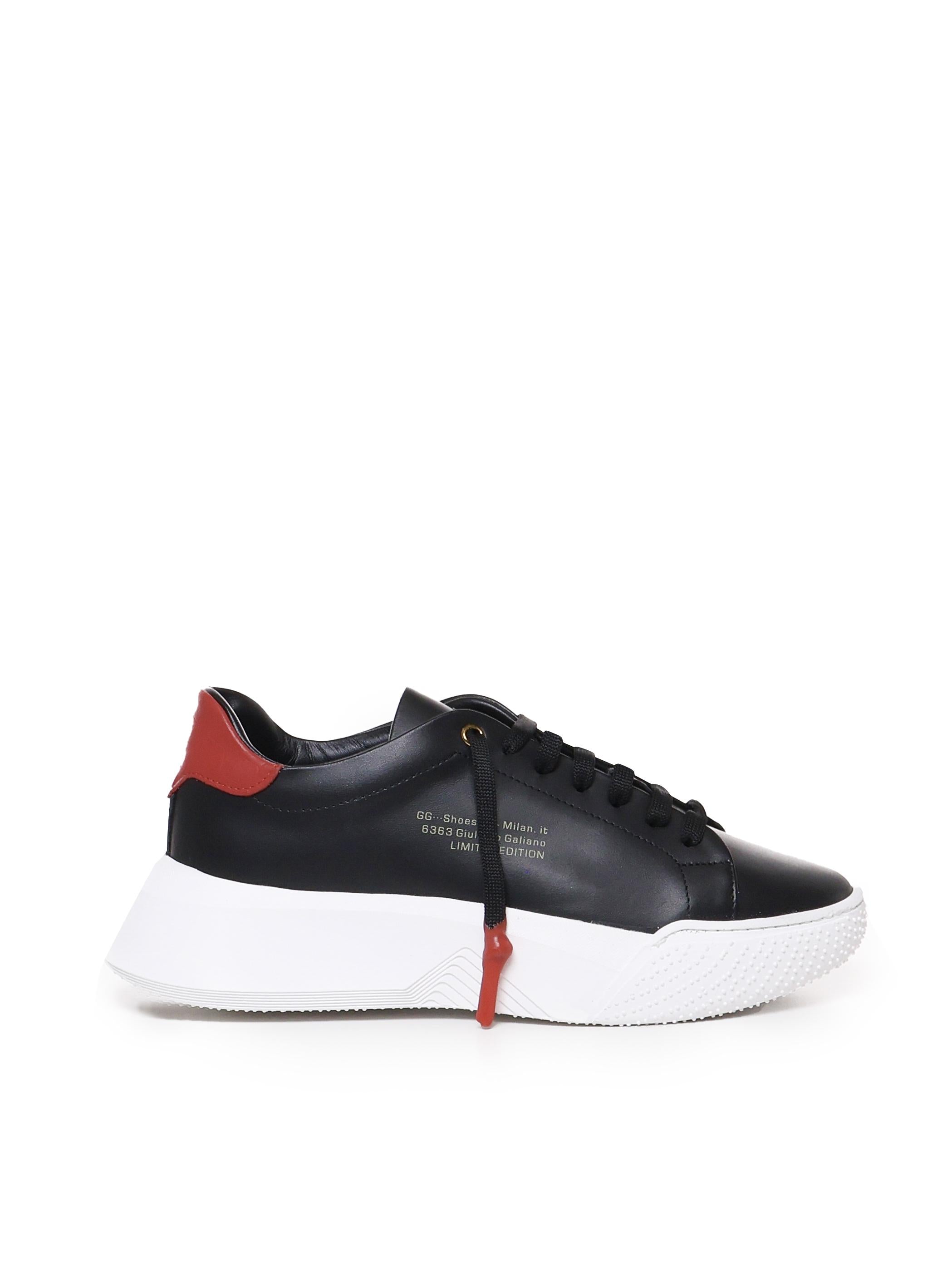 Sneakers Nemesis in pelle con lacci cerati NEMESIS2 NAPPA/CROCKBLACK/RED GIULIANO GALIANO 