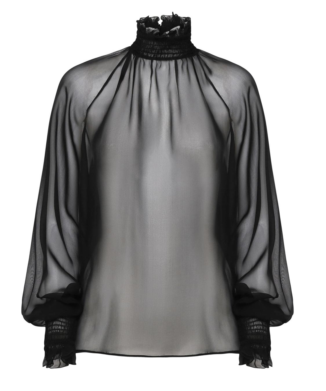 Blusa a collo alto in chiffon trasparente F79EMT FU1ATN0000 DOLCE & GABBANA 