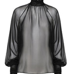 Blusa a collo alto in chiffon trasparente F79EMT FU1ATN0000 DOLCE & GABBANA 