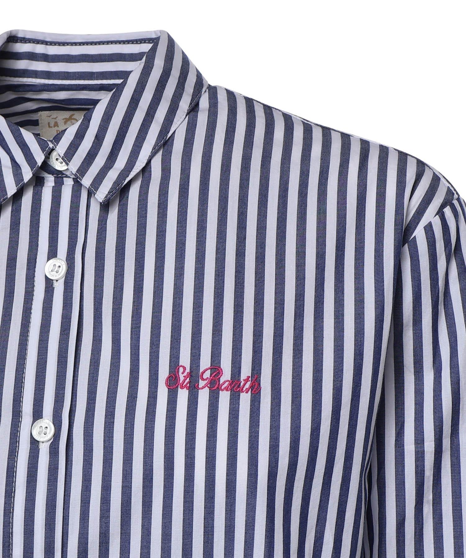 Camicia Brigitte a righe con stampa Labubu in popeline BRIG005 01929L MC2 SAINT BARTH 