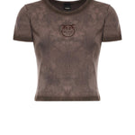 T-shirt cropped a coste con logo<BR/> 107311 A3H5L72 PINKO 