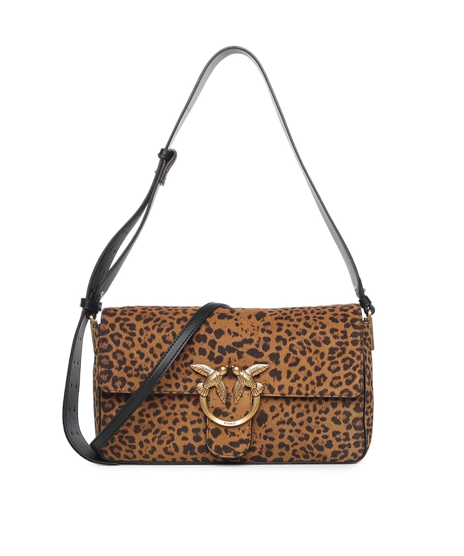 Borsa a spalla media Love Bag One Slouchy in suede leopardato 106243 A32AM35Q PINKO 