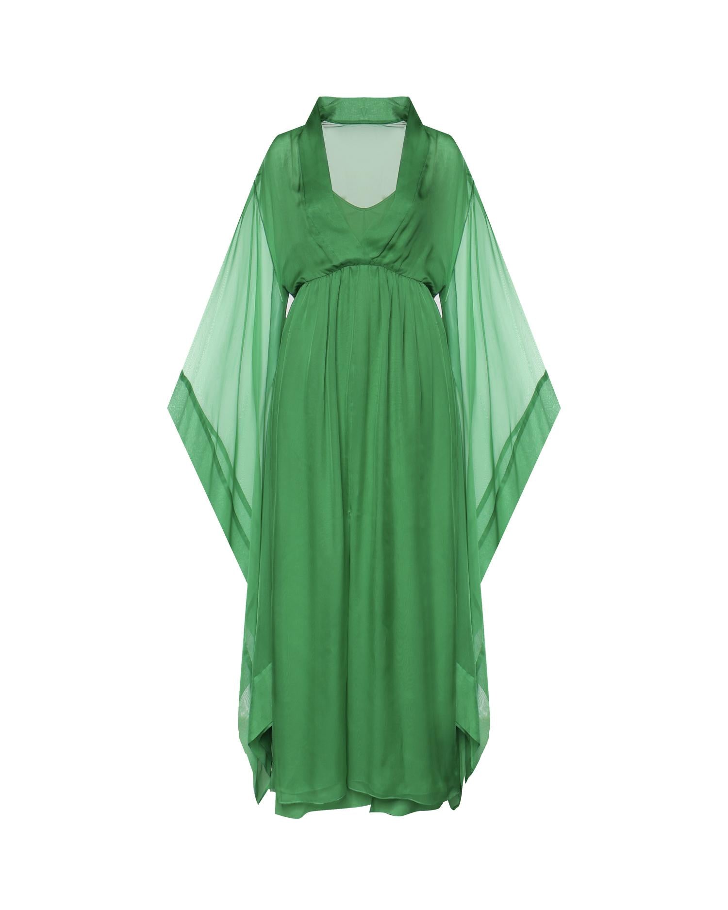 Abito lungo in seta con maniche ampie A04620115 394 ALBERTA FERRETTI 
