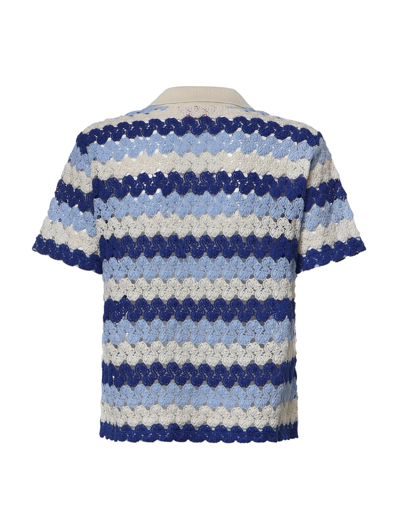 Polo in maglia Monet effetto crochet a righe MOE0001 00585L MC2 SAINT BARTH 