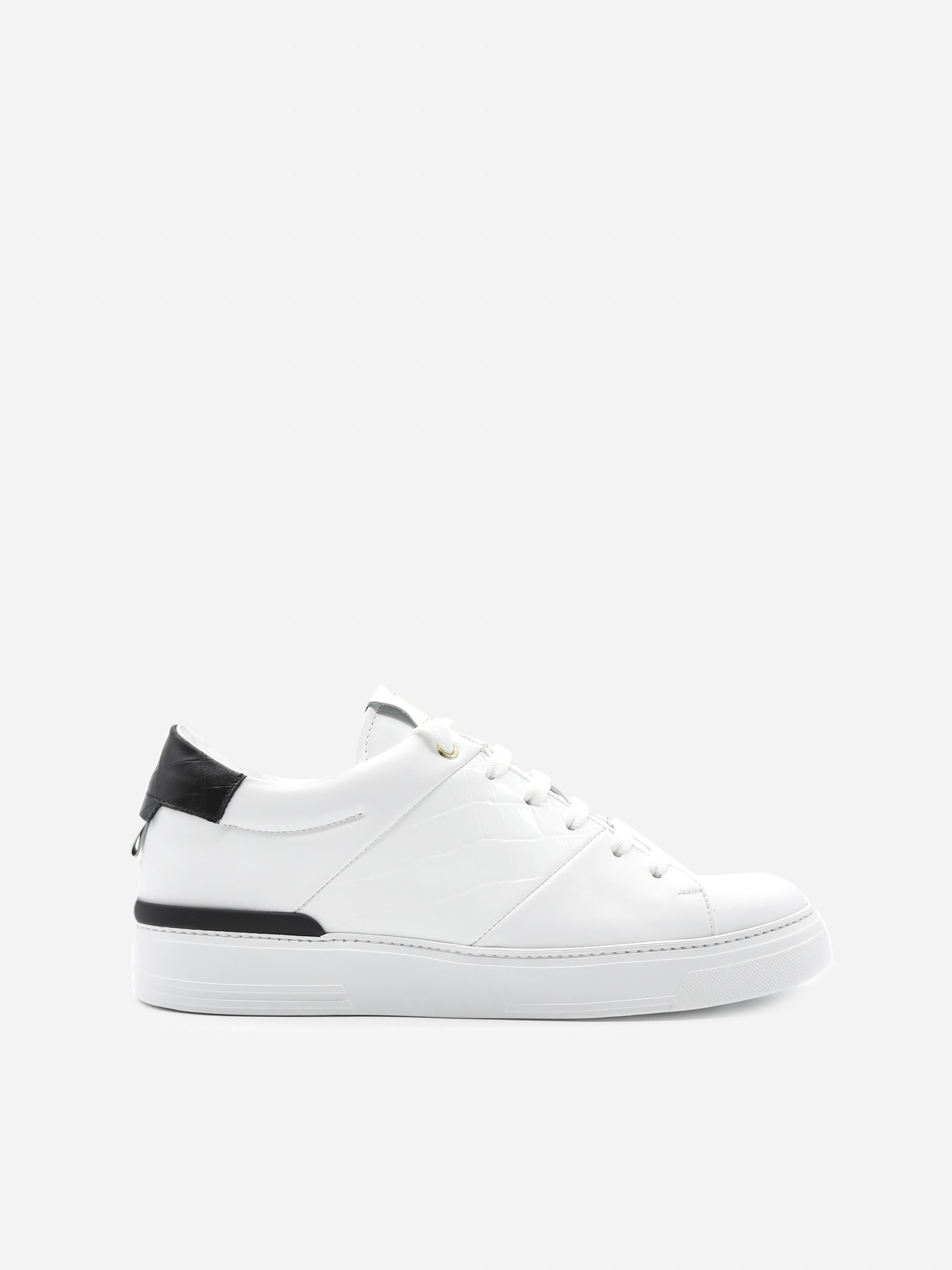 Sneakers King1 in pelle con inserto effetto coccodrillo pe 2021 KING1 -WHITE/GOLD GIULIANO GALIANO 