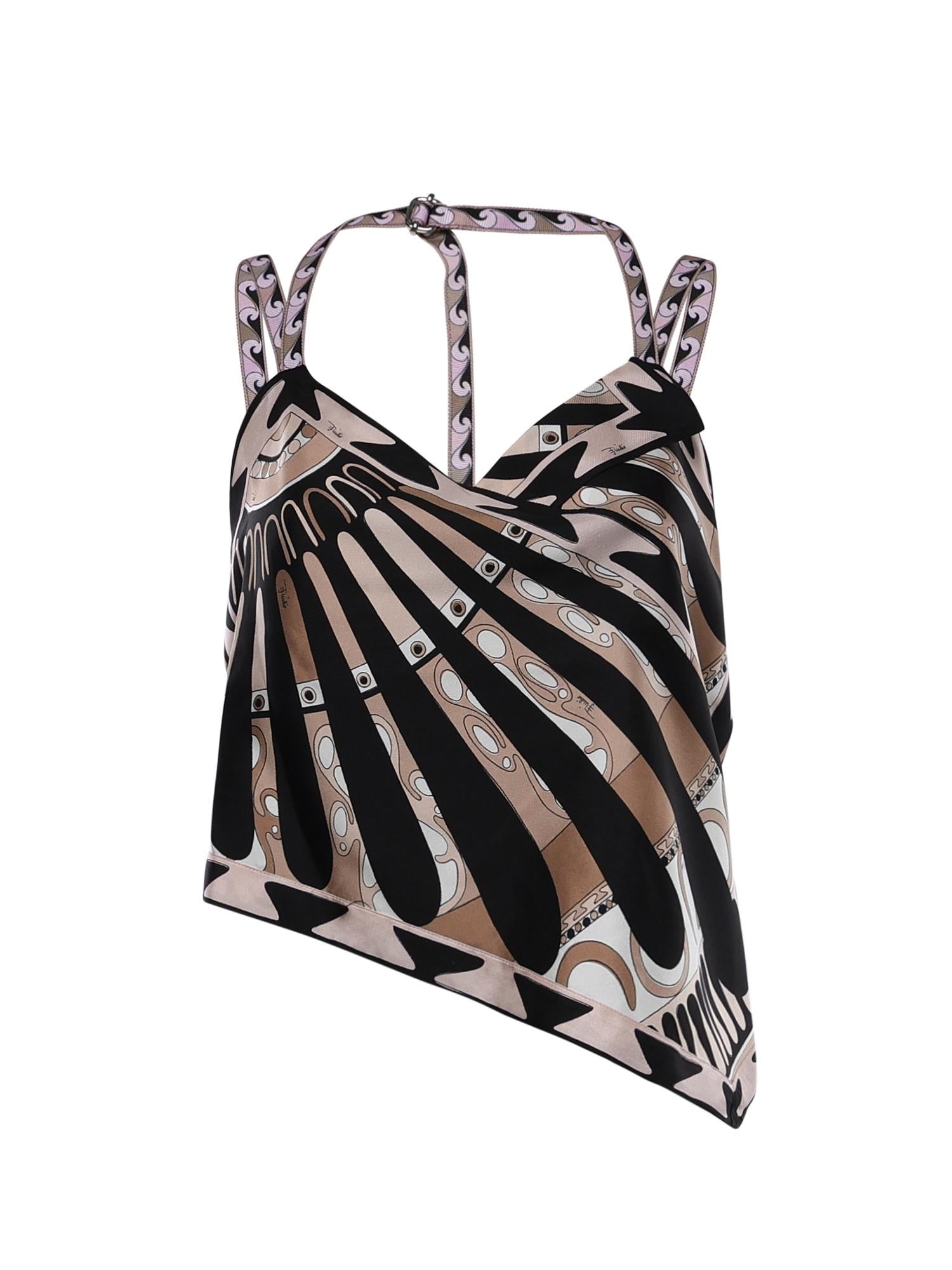 Top foulard in seta con stampa Soleil 6HRM47 6H854063 PUCCI 
