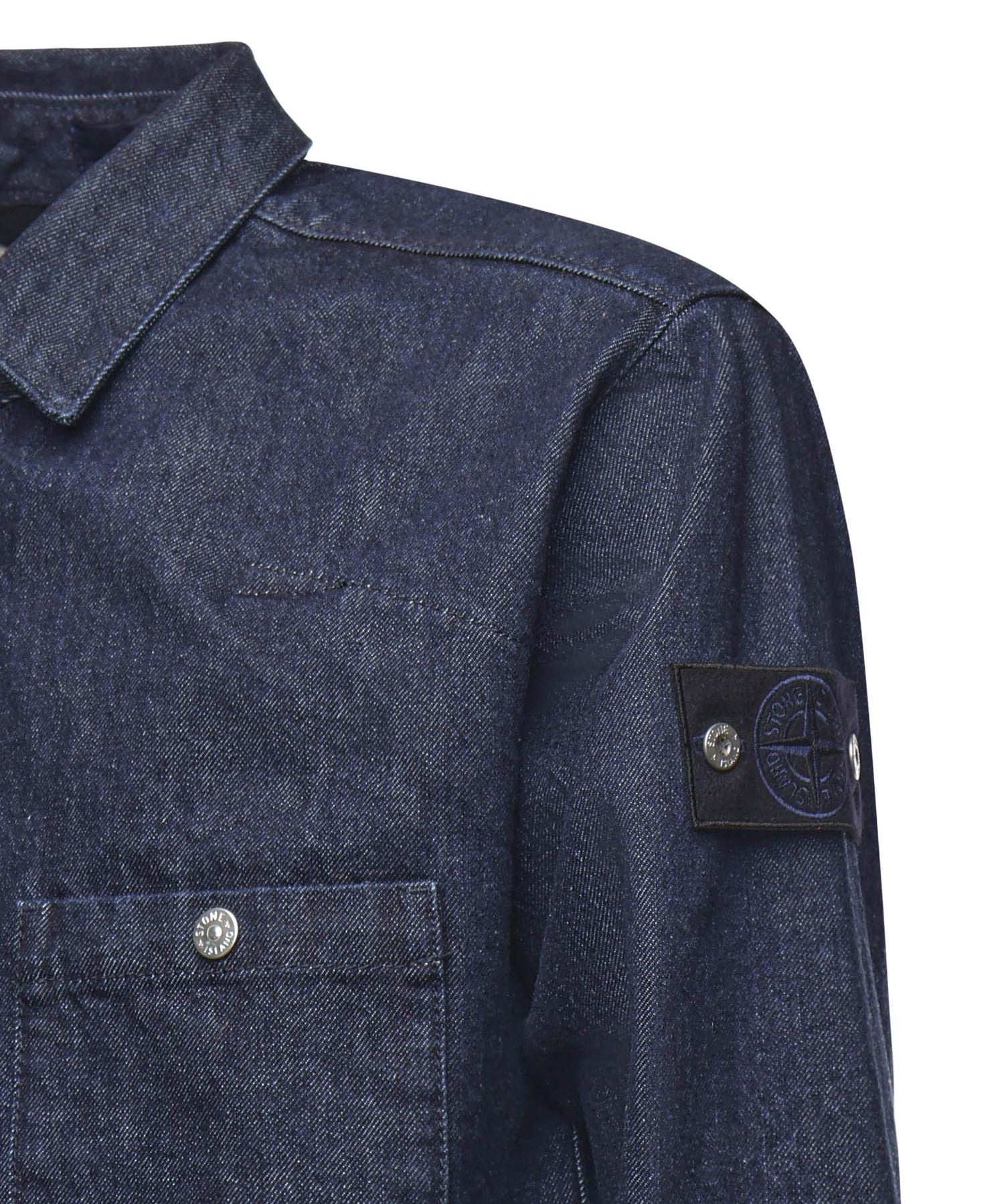 Overshirt in denim con logo K2S151100008 S00J7VJ201 STONE ISLAND 