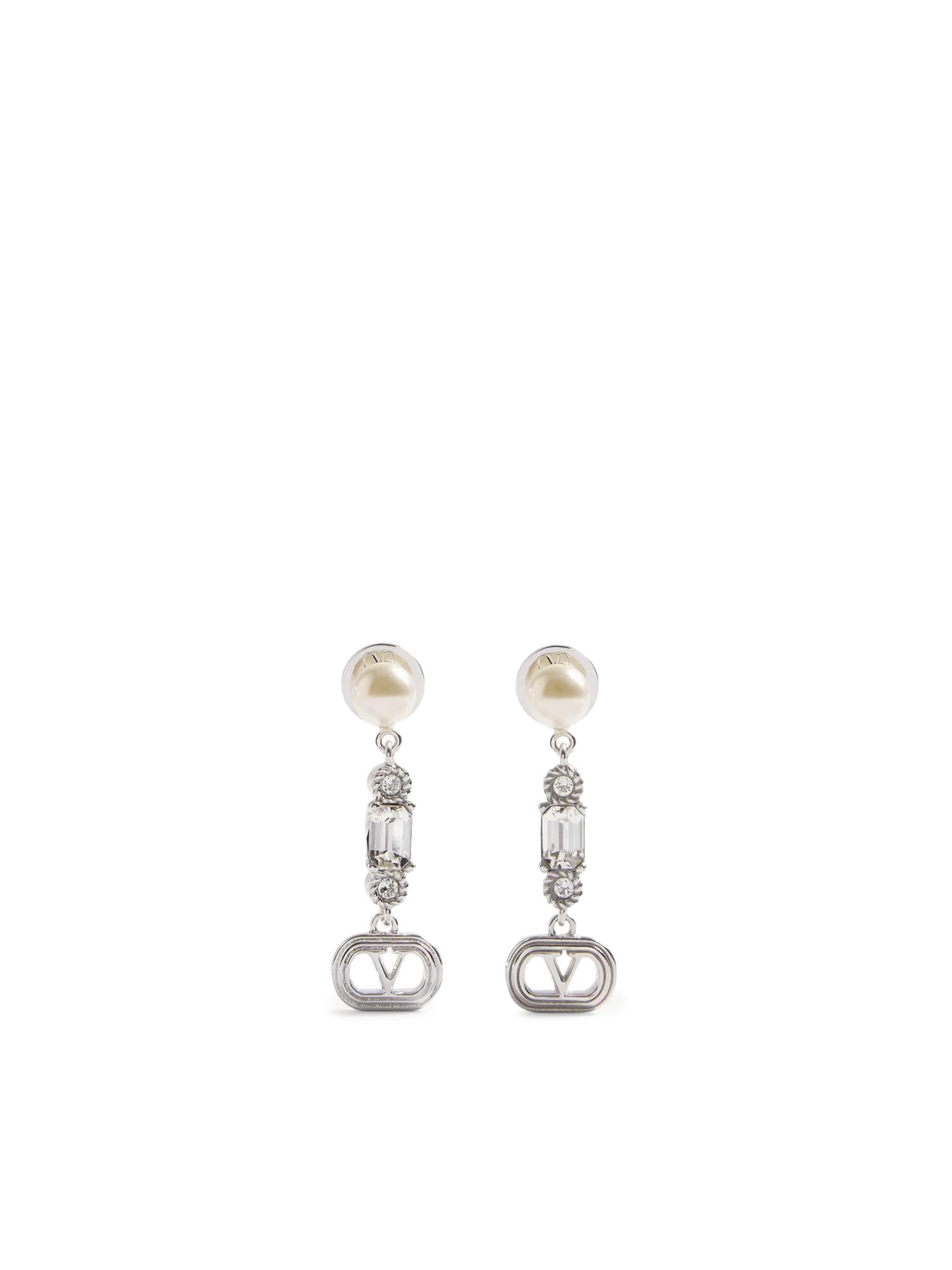 Orecchini Ovalette in metallo, perle e cristalli Swarovski® 7W2J0AI8 WKDDFF VALENTINO GARAVANI 