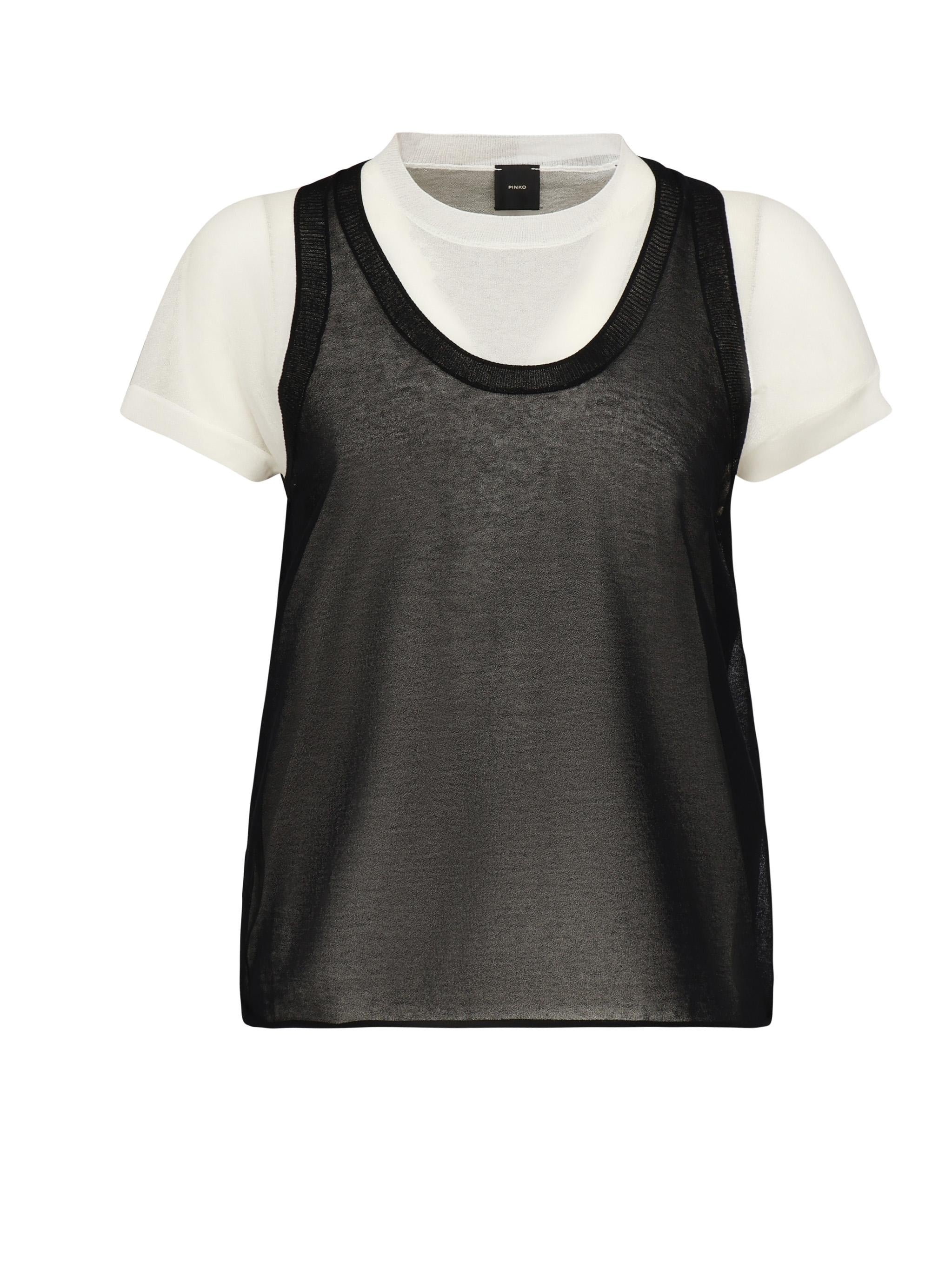 T-shirt con maniche asimmetriche e canotta abbinata 105152 A2LSZZ2 PINKO 