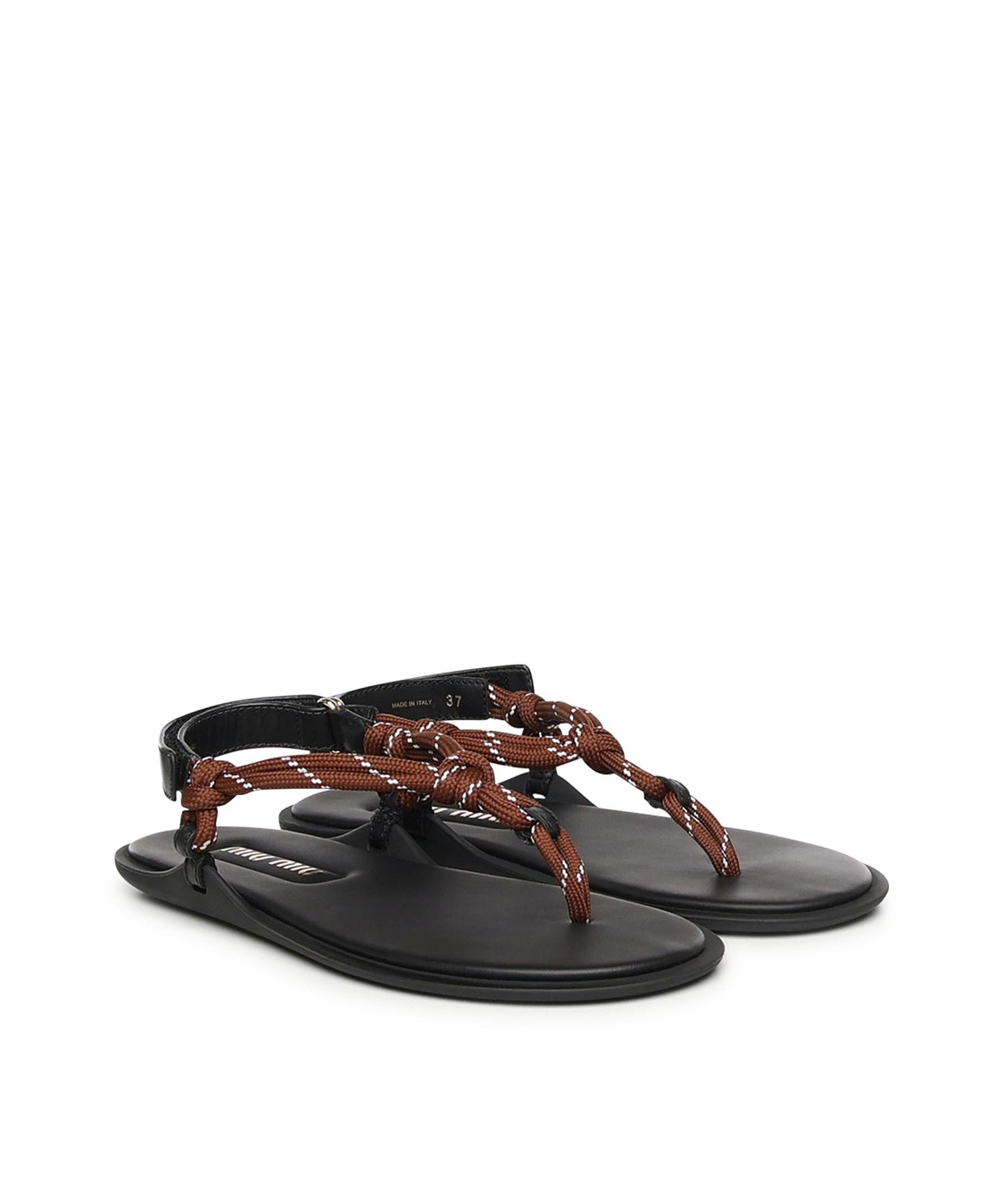 Sandali in pelle con cinturino in corda 5Y184E 3L74F0005 MIU MIU 
