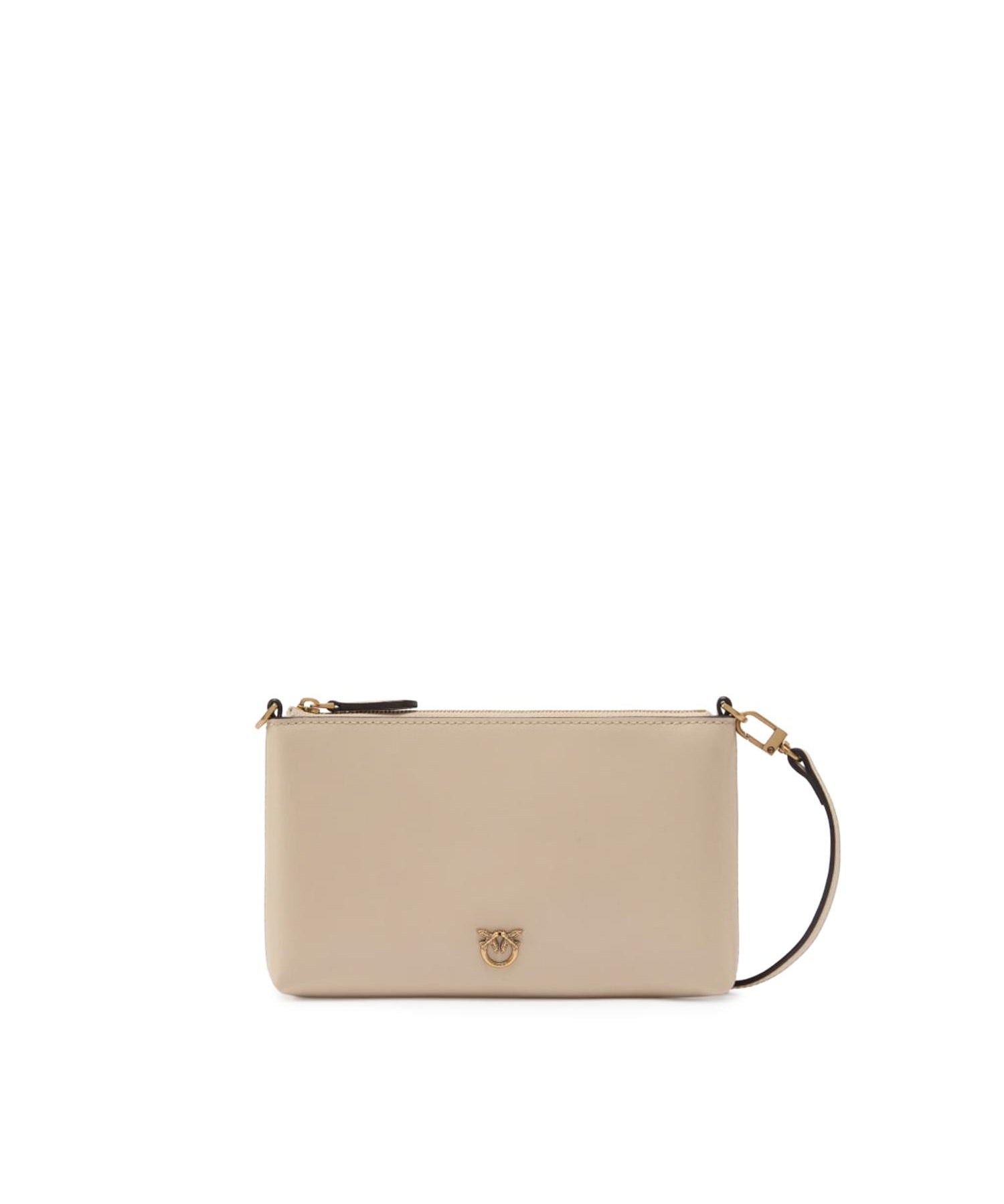 Pochette piatta in pelle con logo Love Birds 104277 A0F1C50Q PINKO 