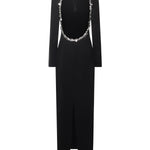 Abito lungo in crêpe con paillettes 114969 100 ROTATE 