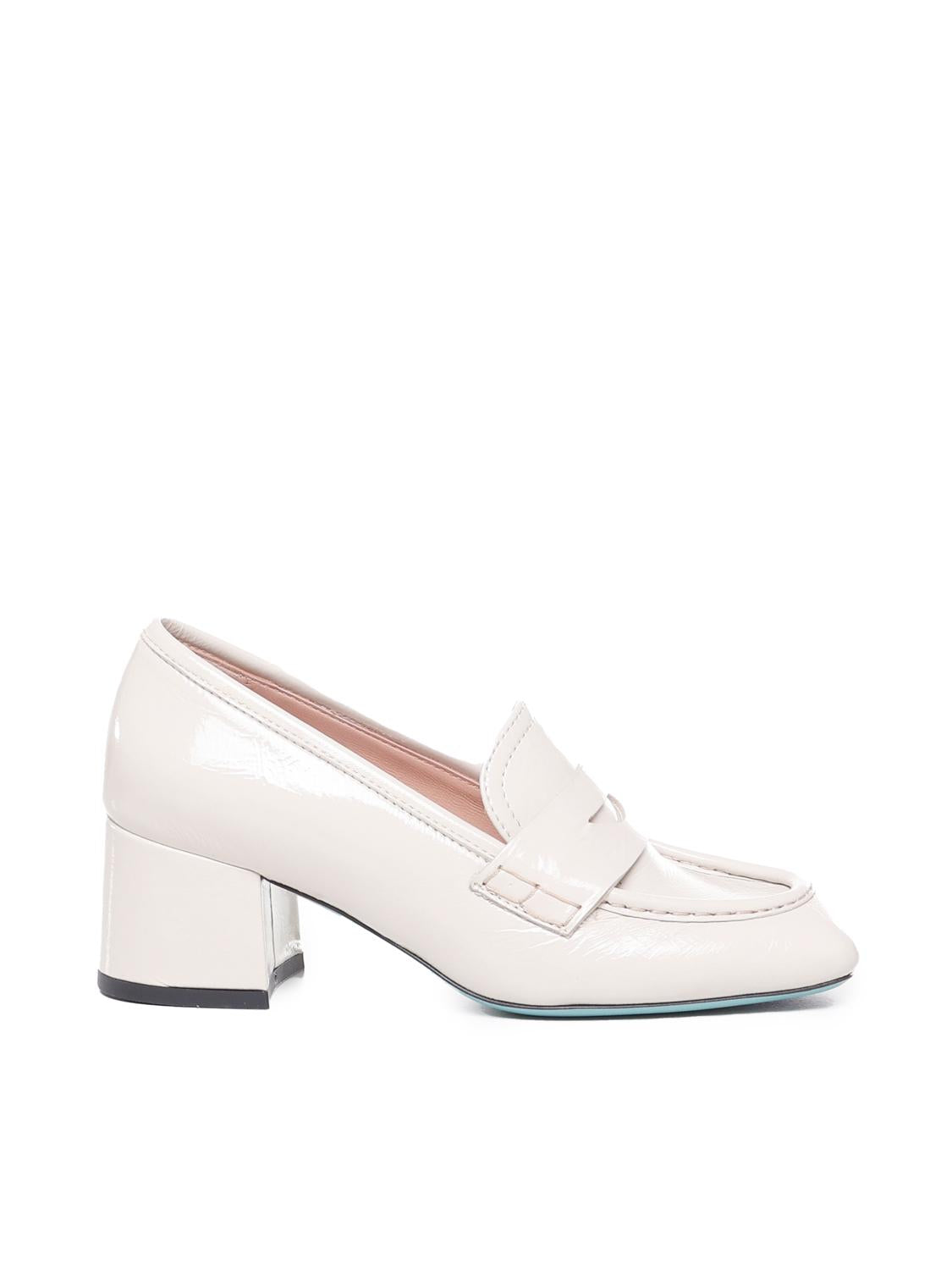 Mocassino in vernice con tacco<BR/> CELESTE 02 VERLUXMILK FRATELLI RUSSO 