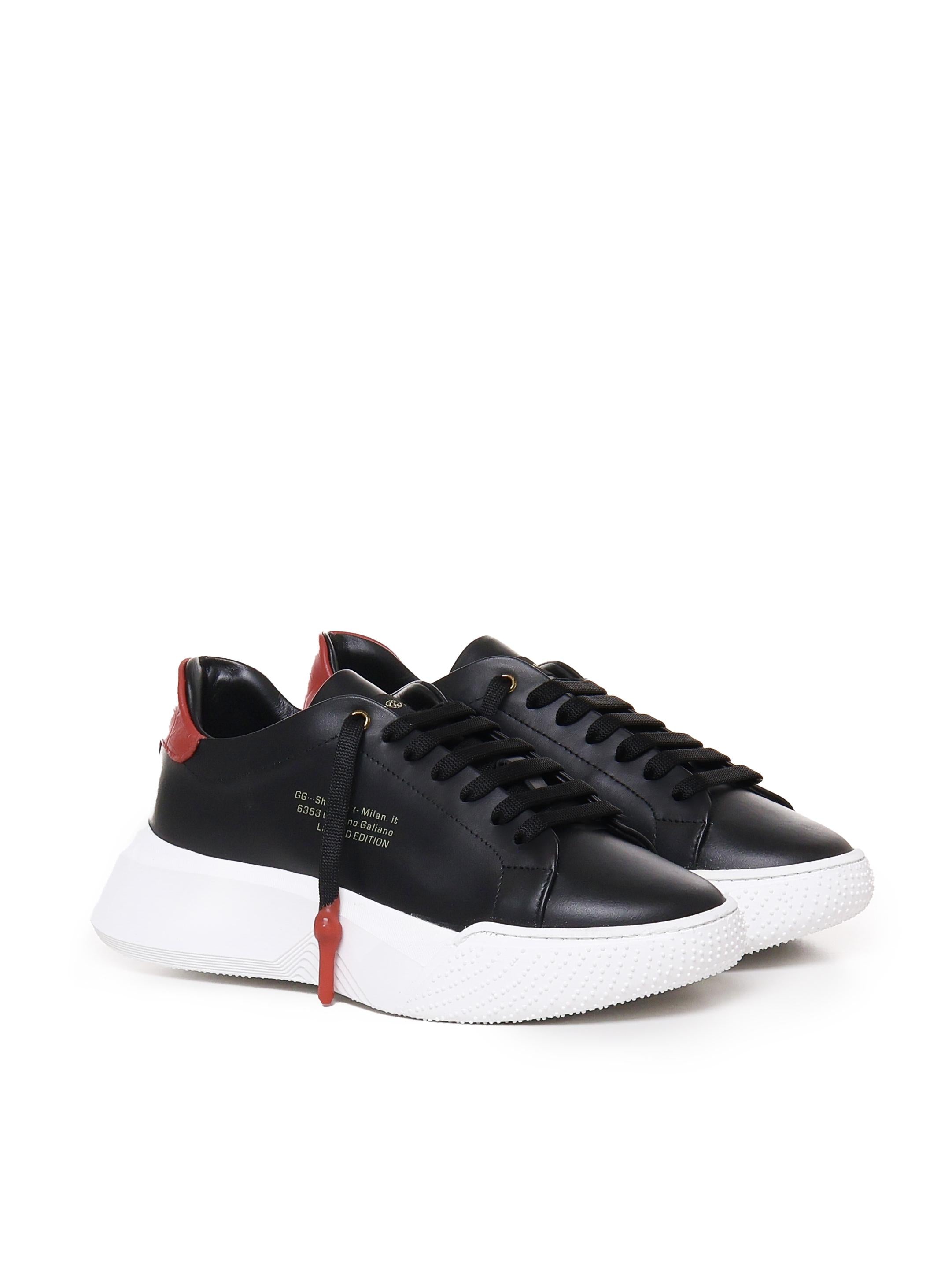Sneakers Nemesis in pelle con lacci cerati NEMESIS2 NAPPA/CROCKBLACK/RED GIULIANO GALIANO 
