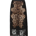 Gonna midi in raso stampa leopardo con inserti in pizzo F4BHCT FSAXYHY13M DOLCE & GABBANA 