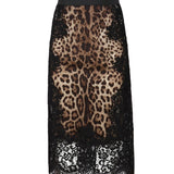 Gonna midi in raso stampa leopardo con inserti in pizzo F4BHCT FSAXYHY13M DOLCE & GABBANA 