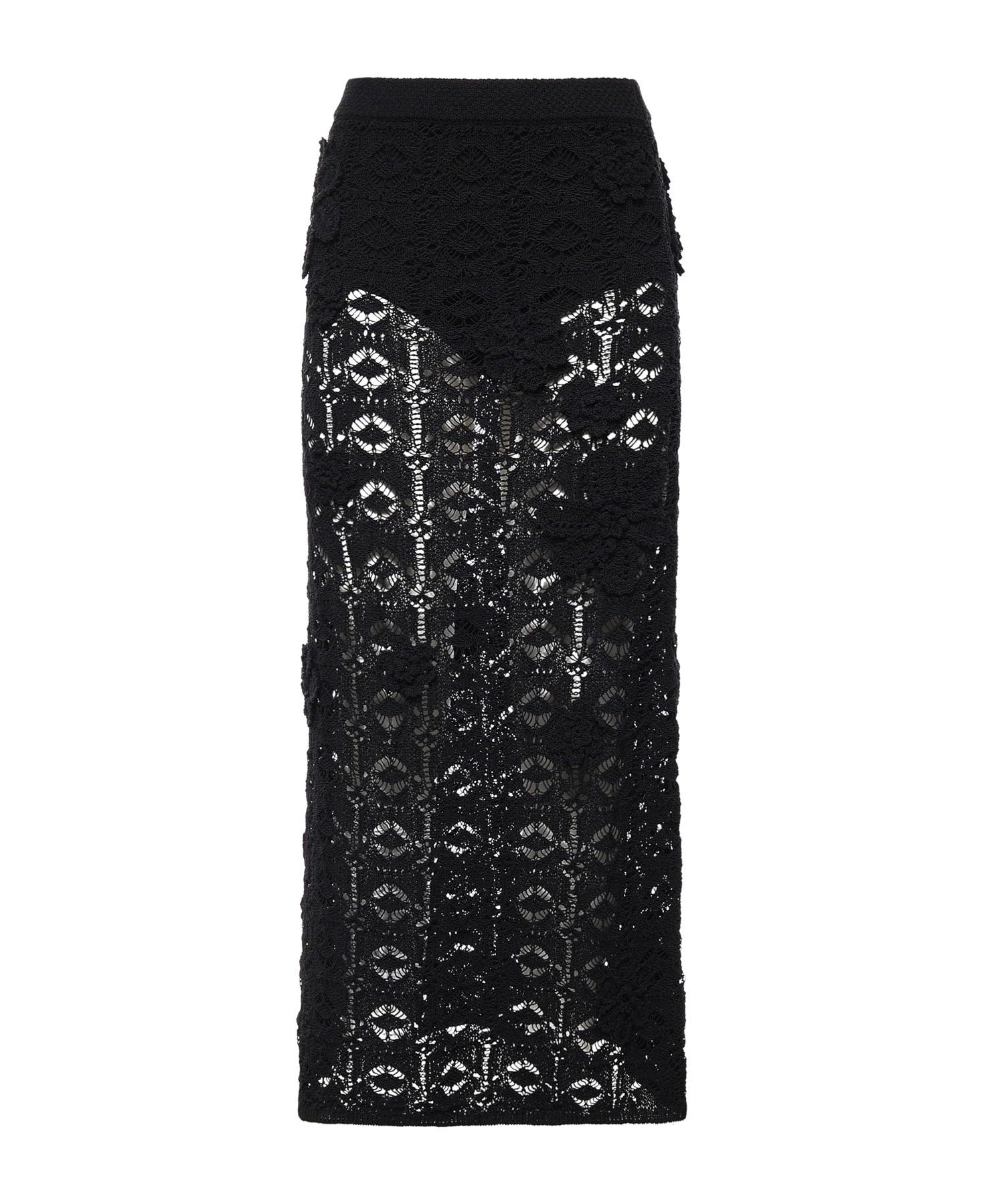Gonna midi in crochet con fiori 106861 A3B8Z99 PINKO 