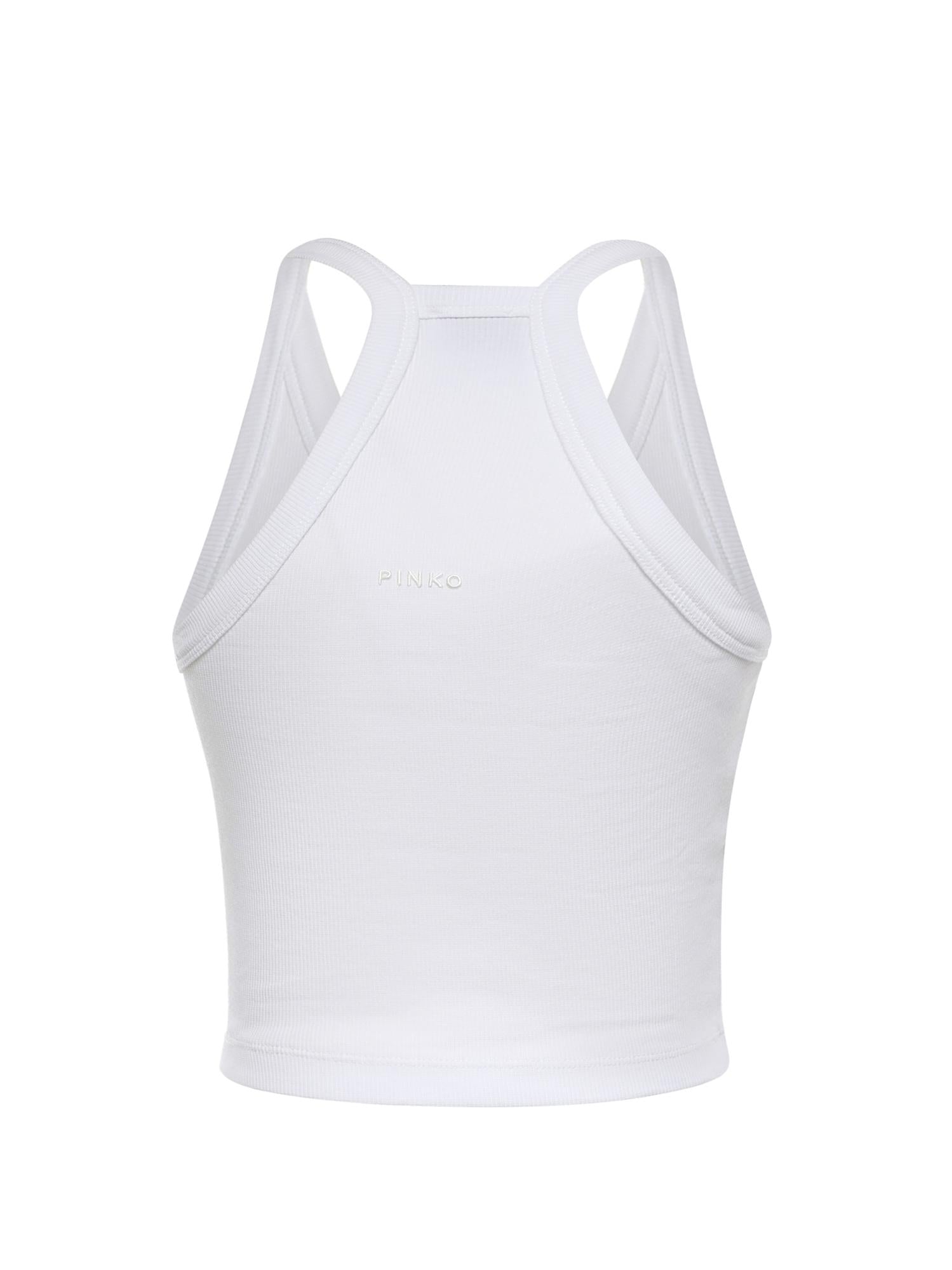 Canotta cropped con scollo asimmetrico 107304 A3IKZ14 PINKO 