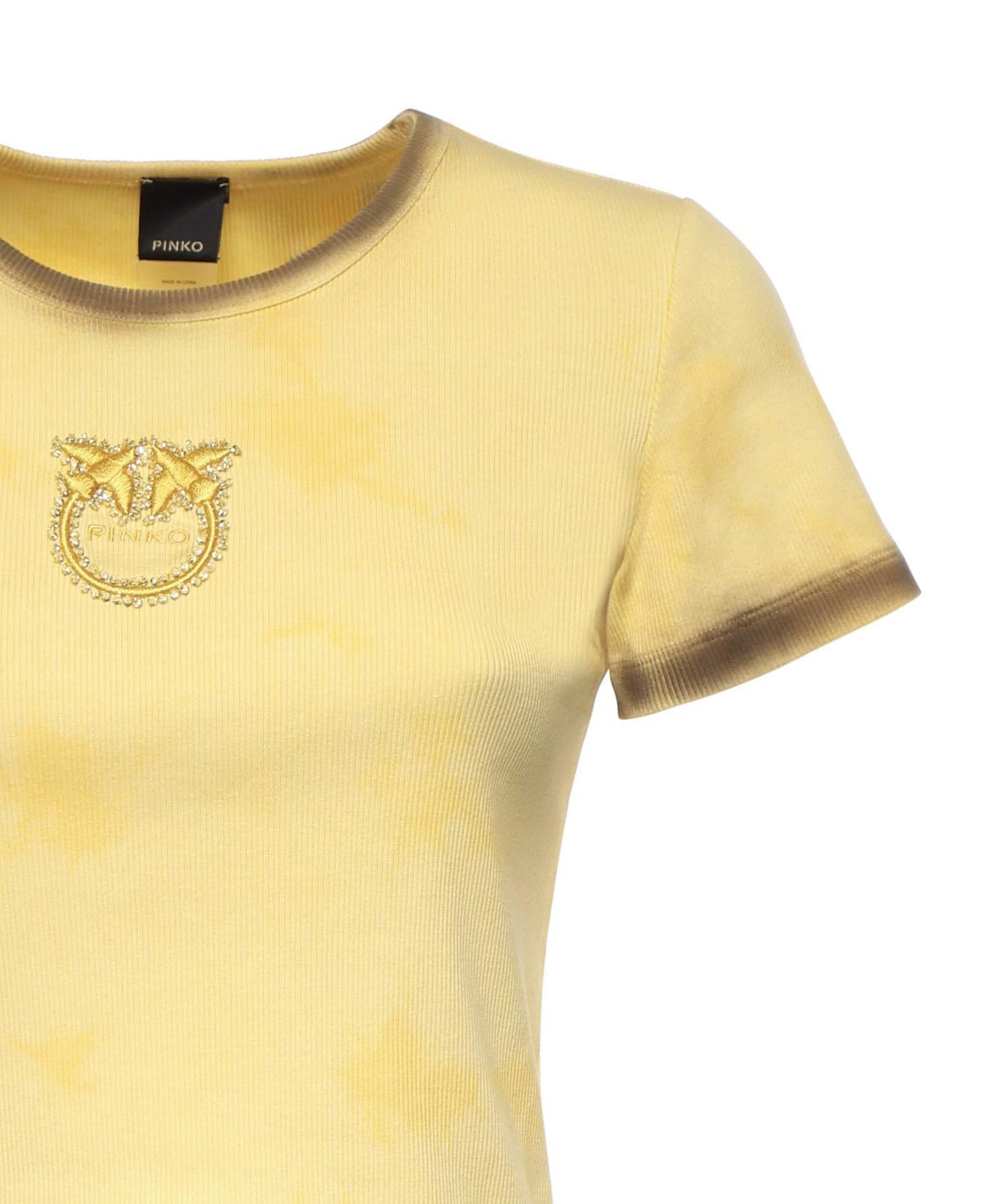T-shirt cropped a coste con logo 107311 A3H5H47 PINKO 