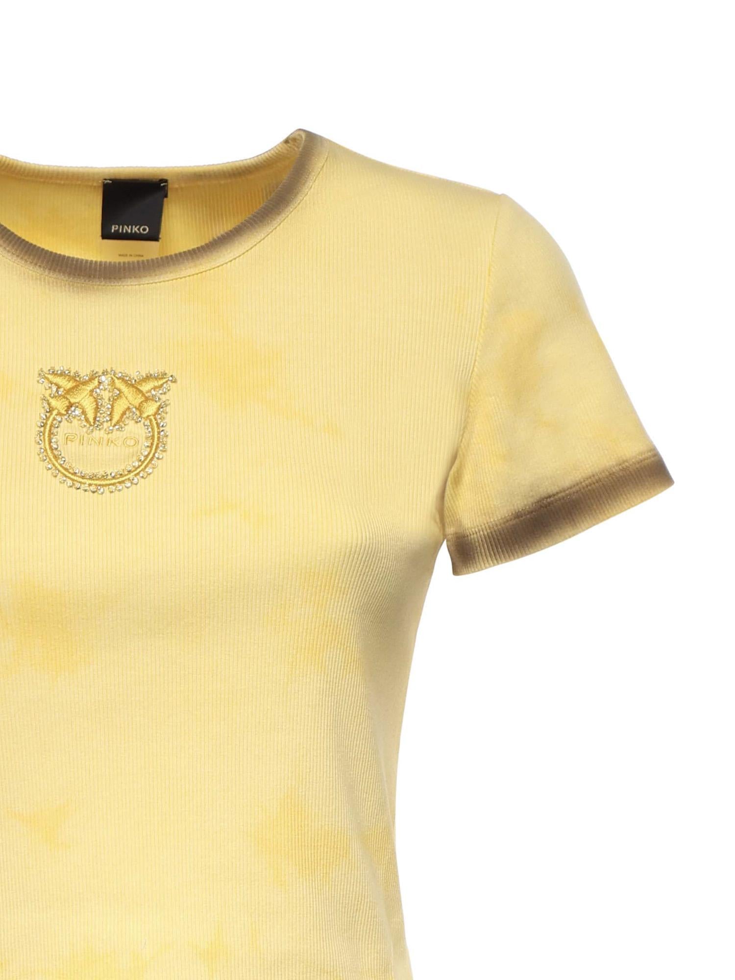 T-shirt cropped a coste con logo 107311 A3H5H47 PINKO 