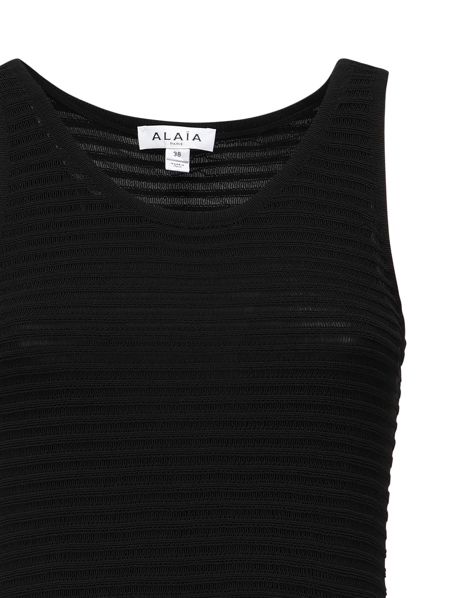 Abito corto con ruche in maglia AA9R2710K074B 995 ALAIA 
