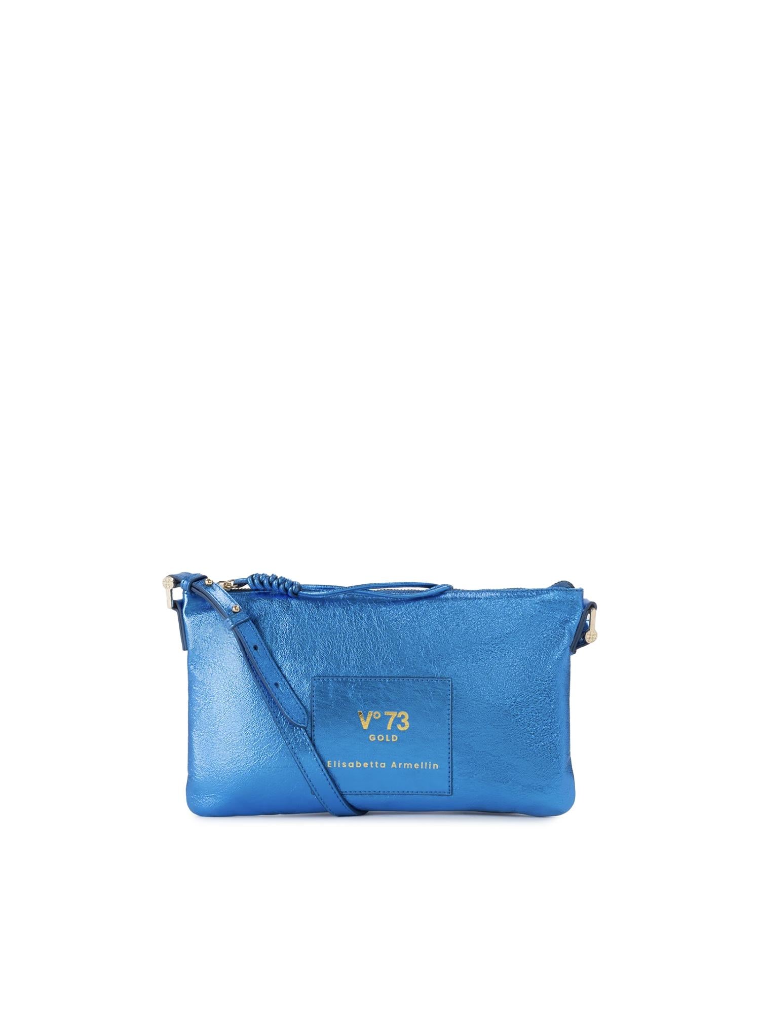Borsa a tracolla in pelle con logo 73BP9VT03 LOLLI POPPOP BLUE V° 73 