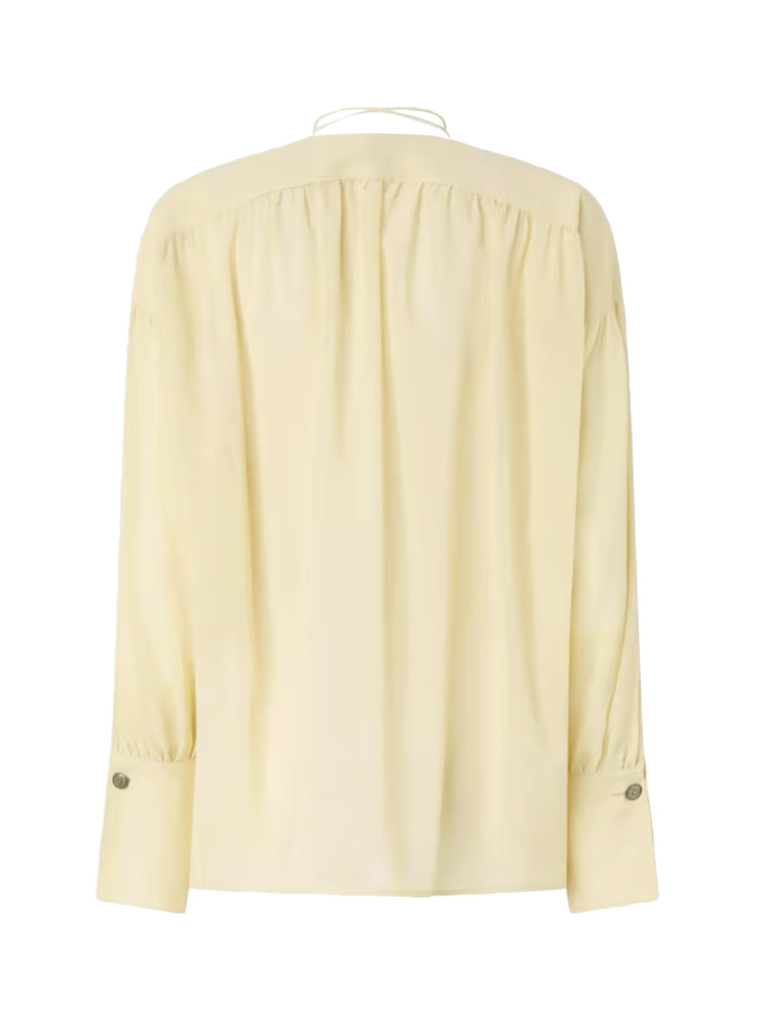 Blusa con scollo a V e arricci 106846 A3B2C19 PINKO 