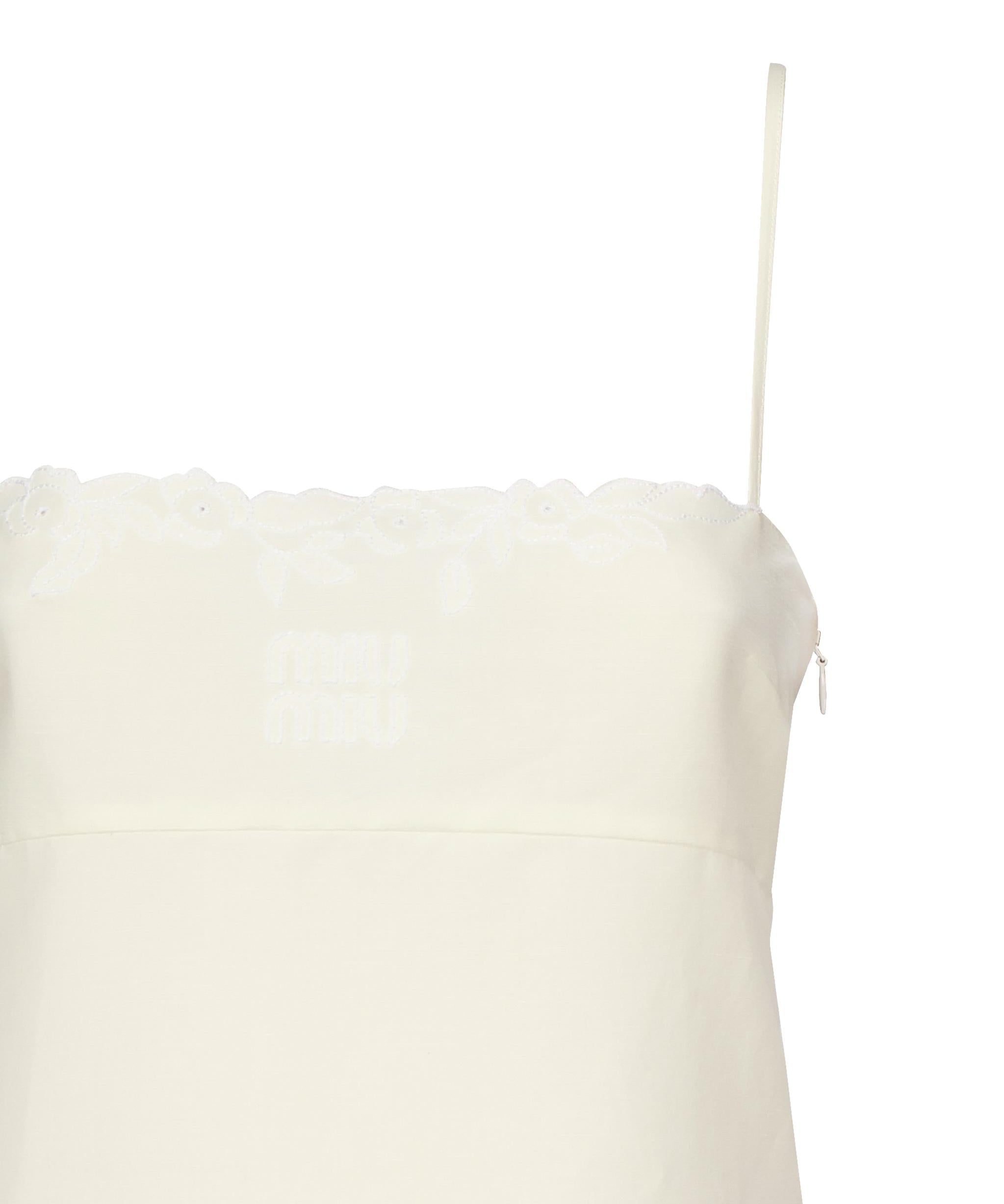Abito corto in tela fiammata con ricami MF5875 17LVF0304 MIU MIU 